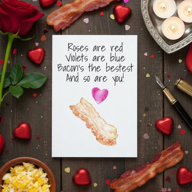 Carte Les Roses de Bacon sont Red Funny Valentine's Day (Créateur téléchargé)