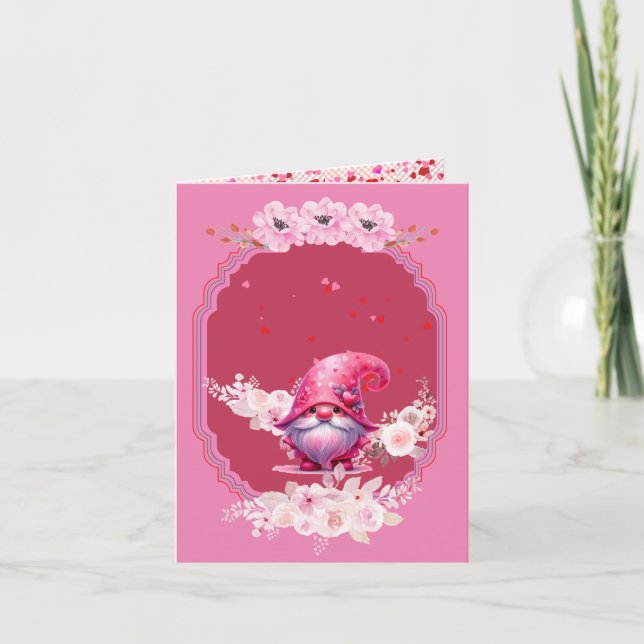 Carte "Les Roses sont rouges" Saint Valentin Gnome Salut (Devant)
