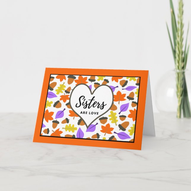 Carte Les soeurs sont amoureuses Automne Anniversaire Fe (Devant)