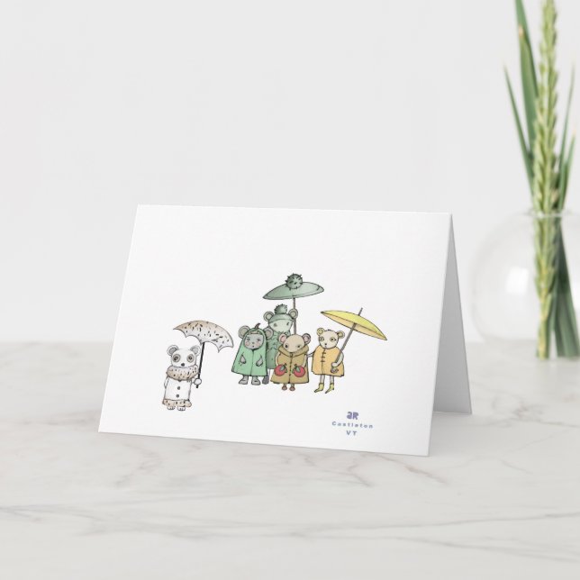Carte Les souris dans la pluie (Devant)