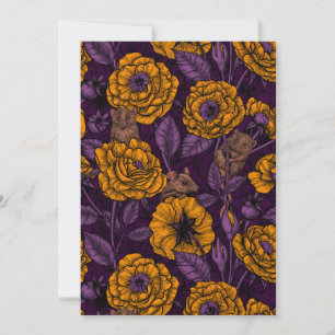 Carte Les souris font la fête en orange et violet