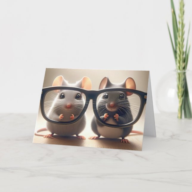 Carte Les souris regardent à travers les lunettes Humour (Devant)