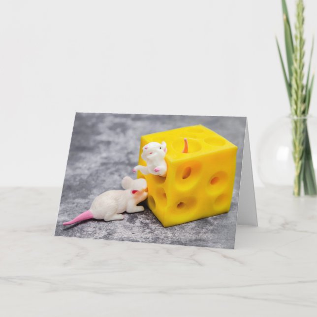 Carte Les souris sur le fromage Drôle Jouets de voeux Ca (Devant)