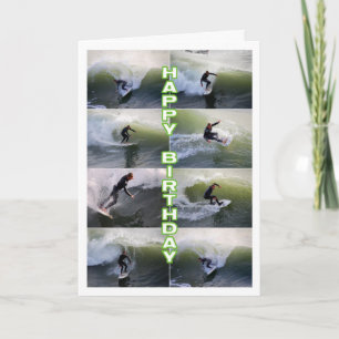 Carte Les surfeurs Collage Joyeux Anniversaire