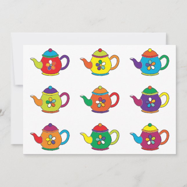 CARTE LES TEAPOTS COLORÉS (Devant)
