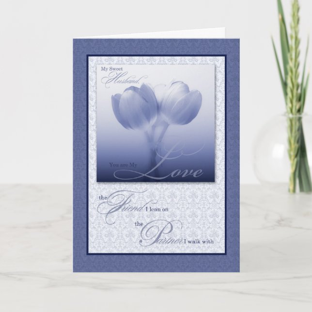 Carte Les tulipes bleues sentimentales d'anniversaire du (Devant)