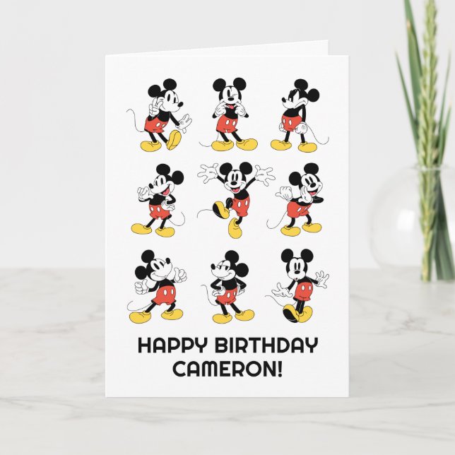Carte Les visages de Mickey Mouse Anniversaire (Devant)
