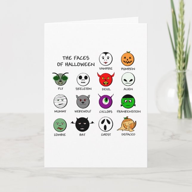 Carte Les visages d'Halloween (Devant)