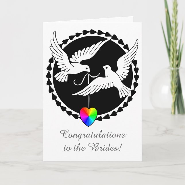 Carte lesbienne de coeur de fierté de mariage de (Devant)