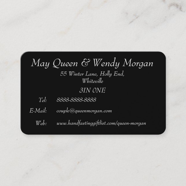 Carte lesbienne de contact de Handfasting de (Devant)