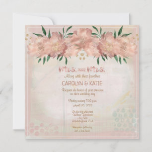 Carte Lesbienne Mme et Mme Blush Peach Floral