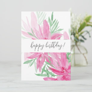 Carte L'été florissant rose aquarelle florale Art