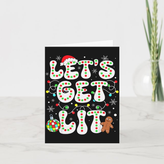 Carte Let's Get Lit Funny Christmas Lights Xmas Pajamas  (Devant)