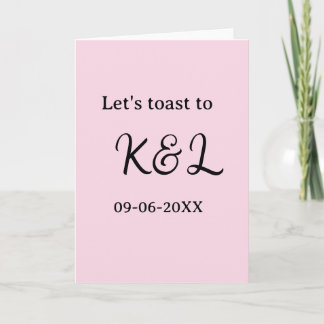 Carte Let's toast to wedding engagement name letter pink