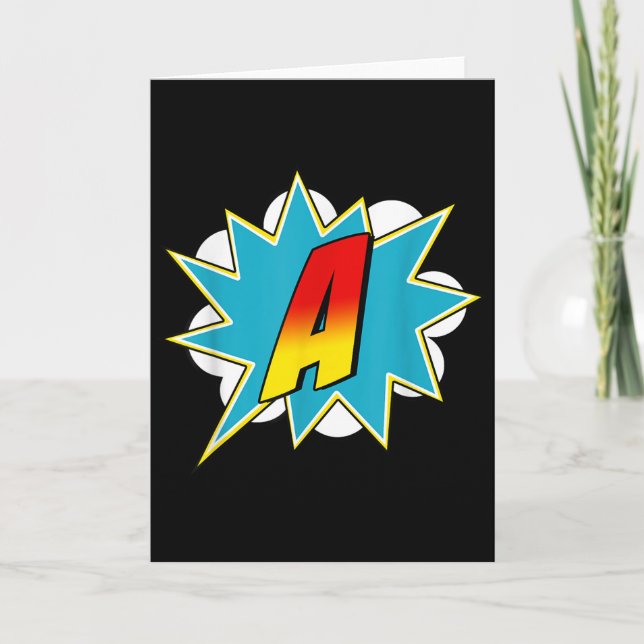 Carte Letter A Superhero Name Comic Letter Retro Costume (Devant)