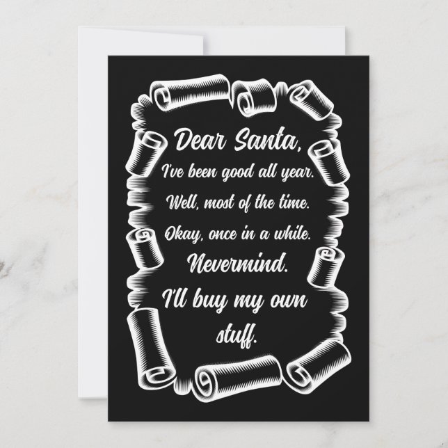 Carte Lettre amusante à Père Noël Noël cadeaux de Noël (Devant)