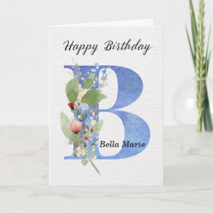 Carte Lettre B Anniversaire Nom Personnalisé Son Monogra