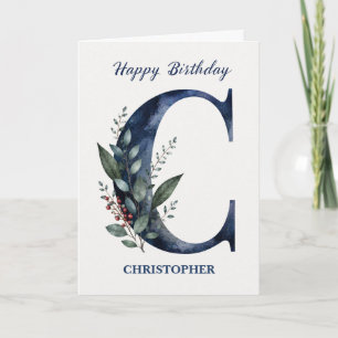 Carte Lettre C Anniversaire pour lui Nom Personnalisé Bl