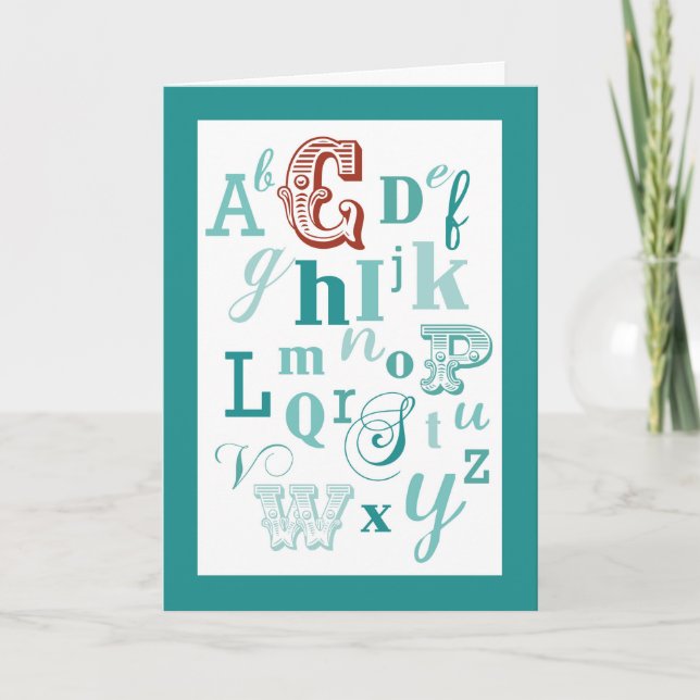 Carte Lettre C Nom initial Alphabet Anniversaire Turquoi (Devant)