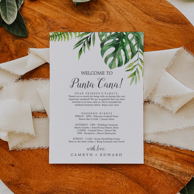 Carte Lettre d'accueil de mariage de destination tropica (Créateur téléchargé)