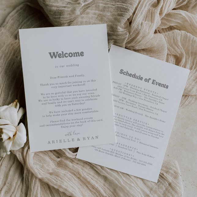 Carte Lettre d'accueil de mariage minimal élégant formel (Créateur téléchargé)
