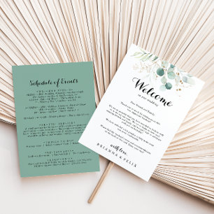 Carte LETTRE D'ACCUEIL Mariage D'OR Eucalyptus Rustique