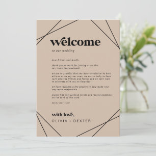 Carte LETTRE D'ACCUEIL Mariage géométrique moderne Itiné
