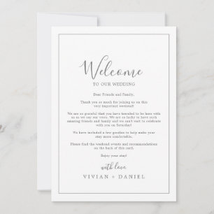Carte Lettre d'accueil minimaliste Mariage en argent et 