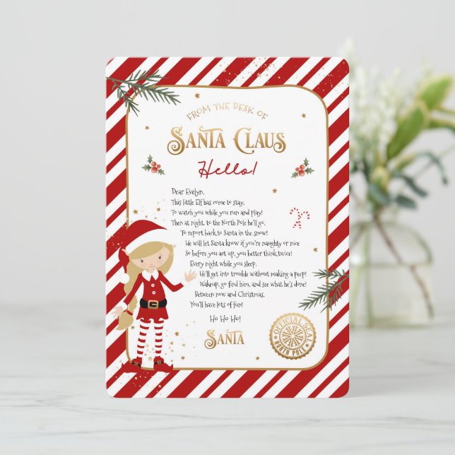 Carte Lettre d'accueil pour les elfes (Debout devant)