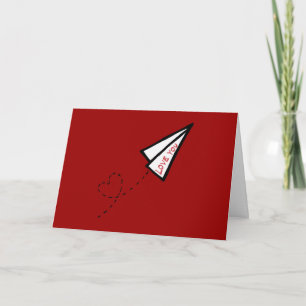 Carte Lettre d'amour avion papier