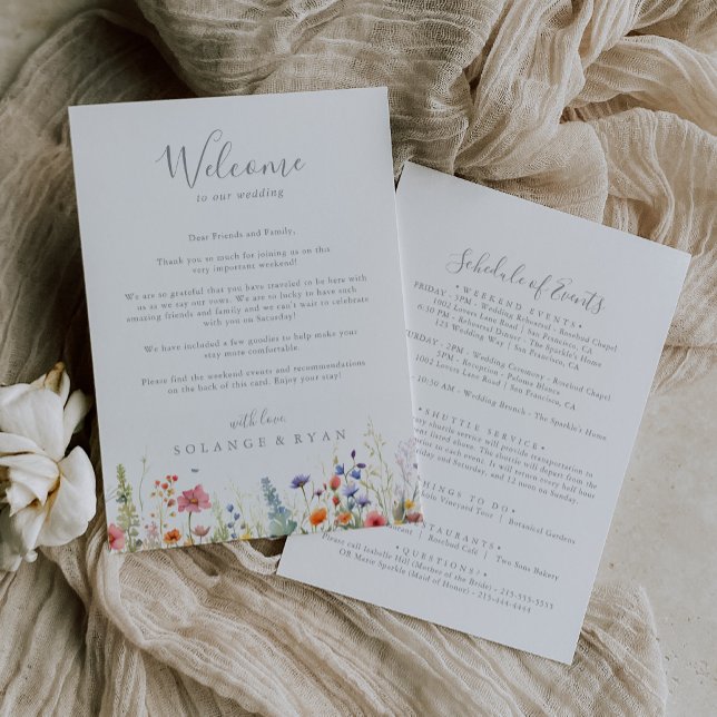 Carte Lettre de bienvenue de mariage botanique de prairi (Créateur téléchargé)