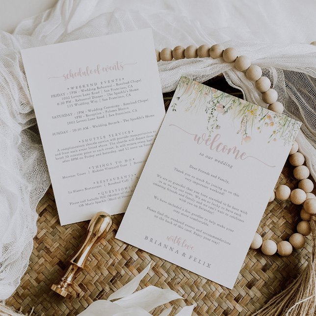 Carte Lettre de bienvenue du Fleur sauvage Boho de verdu (Créateur téléchargé)