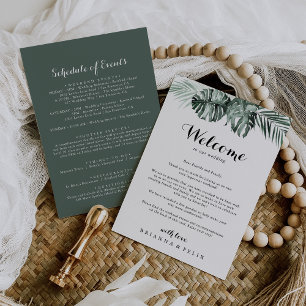 Carte Lettre de bienvenue du Mariage blanc Tropical Gree