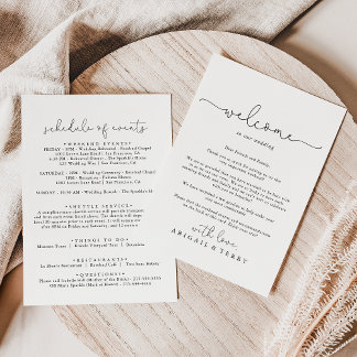 Carte Lettre de bienvenue du Mariage de calligraphie sim