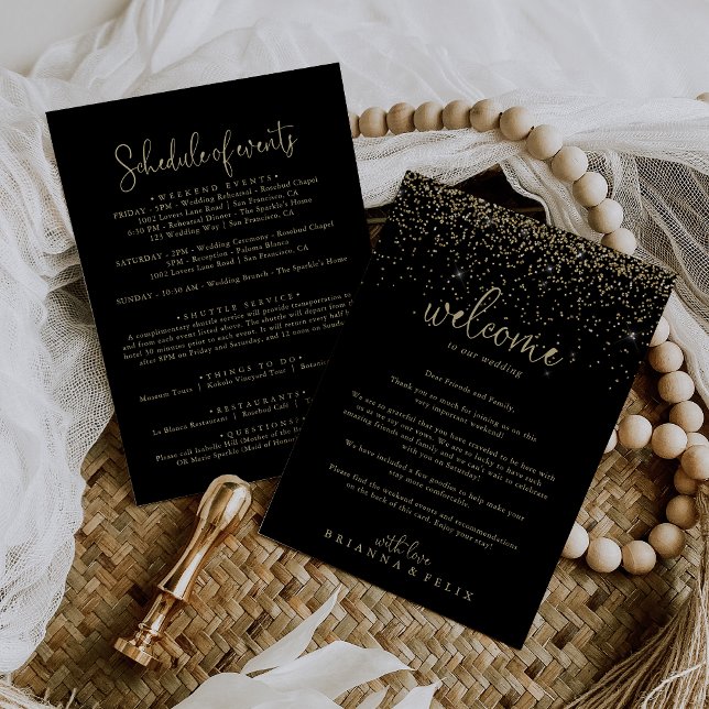 Carte Lettre de bienvenue du Mariage de script Gold Conf (Créateur téléchargé)