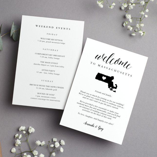 Carte Lettre de bienvenue du Mariage du Massachusetts &  (Créateur téléchargé)