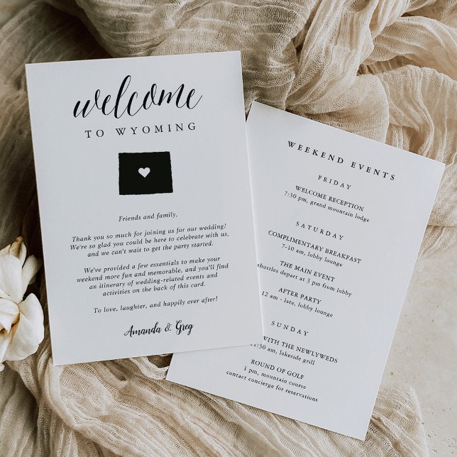 Carte Lettre de bienvenue du Mariage du Wyoming et itiné (Créateur téléchargé)