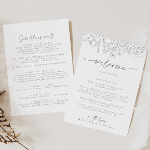 Carte Lettre de bienvenue du Mariage Fleur sauvage neutr
