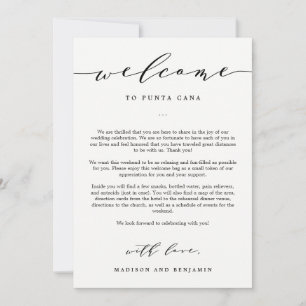 Carte Lettre de bienvenue et sac de bienvenue du Mariage