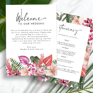 Carte Lettre de bienvenue pour un mariage tropical
