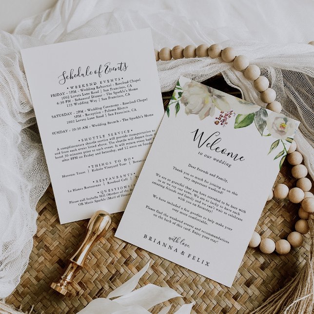 Carte LETTRE DE Mariage Floral White Winter Peony (Créateur téléchargé)