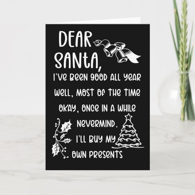 Carte Lettre drôle à Père Noël Noël Cadeaux de Noël (Devant)