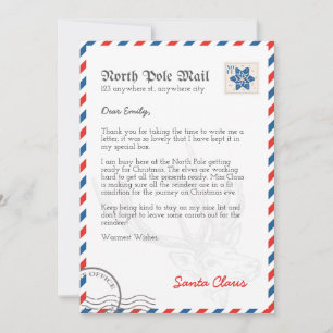 Carte Lettre du Père Noël du Pôle Nord Personnalisé
