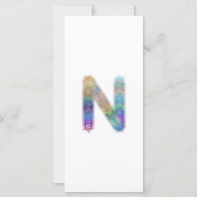 Carte Lettre fractale N monogramme (Devant)