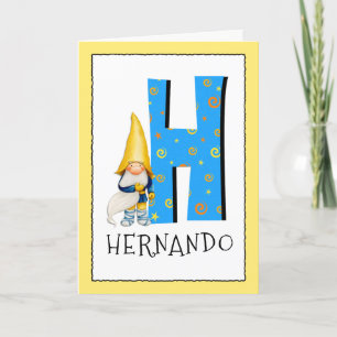 Carte LETTRE Gnome Kids H Nom et âge Anniversaire Saluta