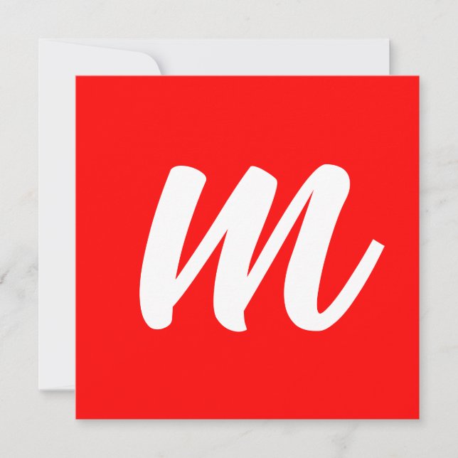Carte LETTRE INITIALE CalliGRAPHIQUE BLANCHE ROUGE (Devant)