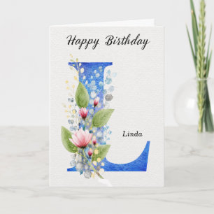 Carte Lettre L Anniversaire Nom Personnalisé Son Bleu Mo