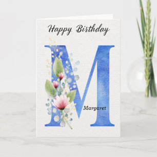 Carte Lettre M Anniversaire Nom Personnalisé Son Bleu Mo
