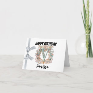 Carte Lettre monogramme "V" Joyeux anniversaire
