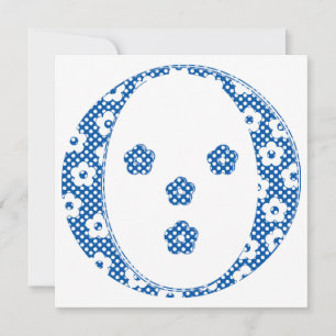 Carte LETTRE Motif Fleur O(bleu)